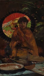 Niña con parasol japonés
